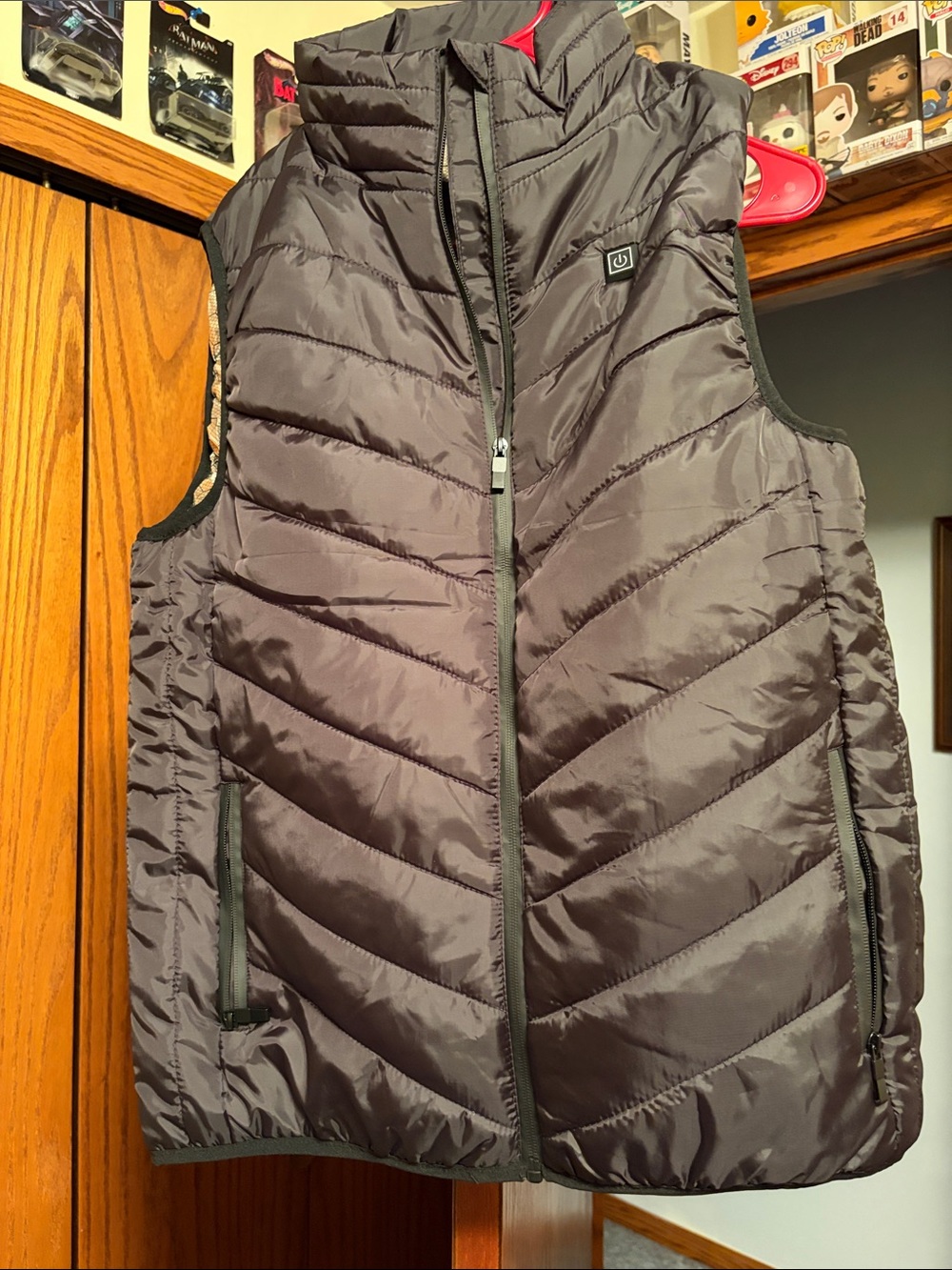Heated Vest with High Funnel Collar - black